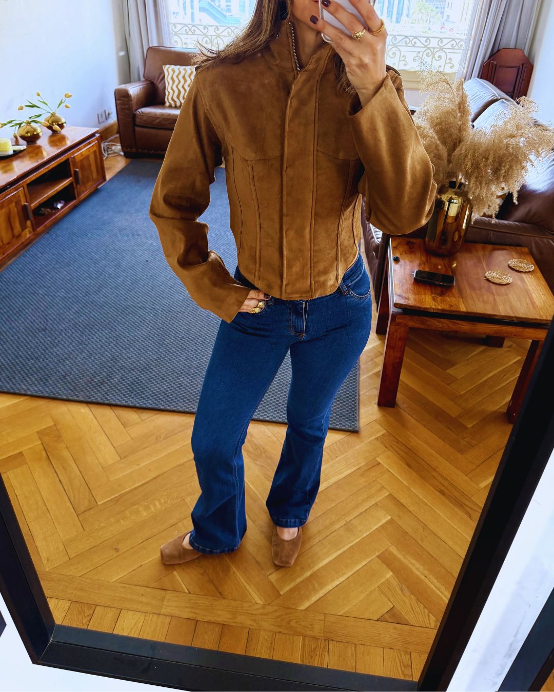 Camel Suede Cropped Jacket