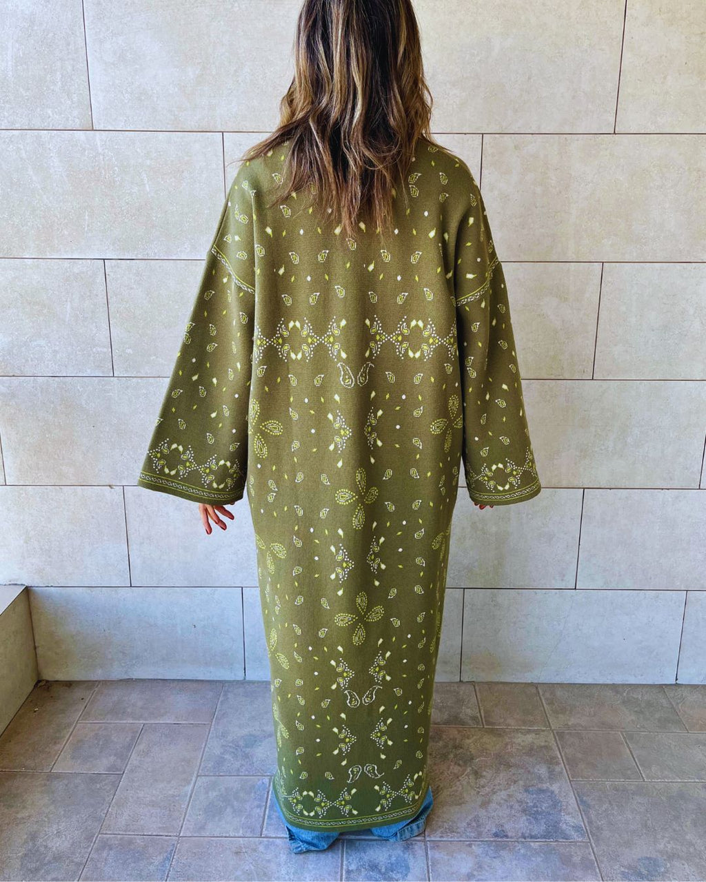 Olive Cult-Favorite Knit Bandana Kimono