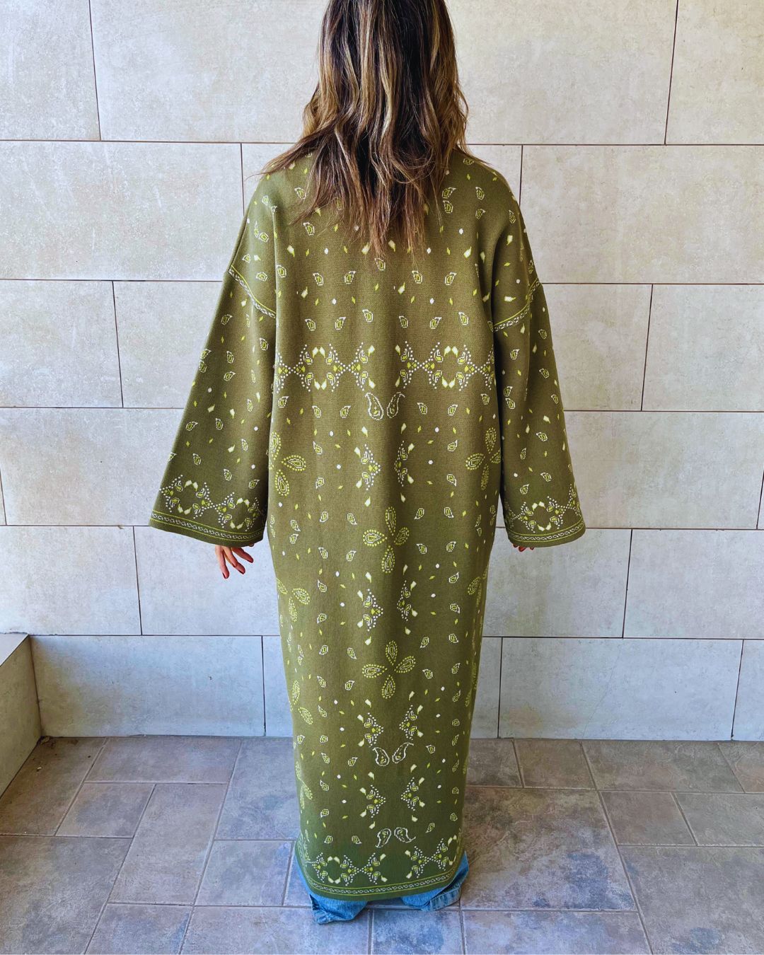 Olive Cult-Favorite Knit Bandana Kimono