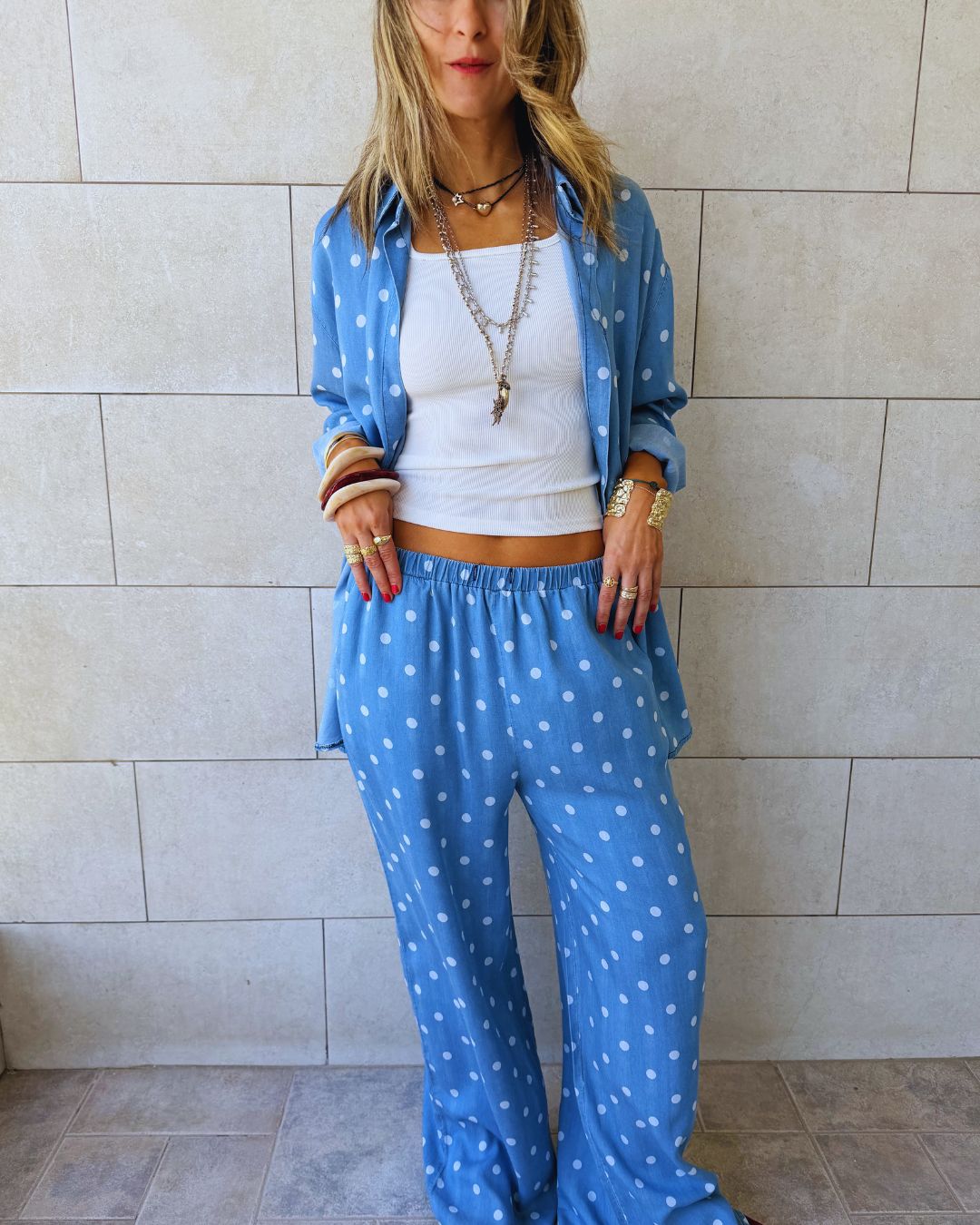Light Blue Polka Dots Pants