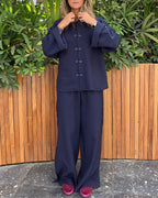 Navy Mandarin Top