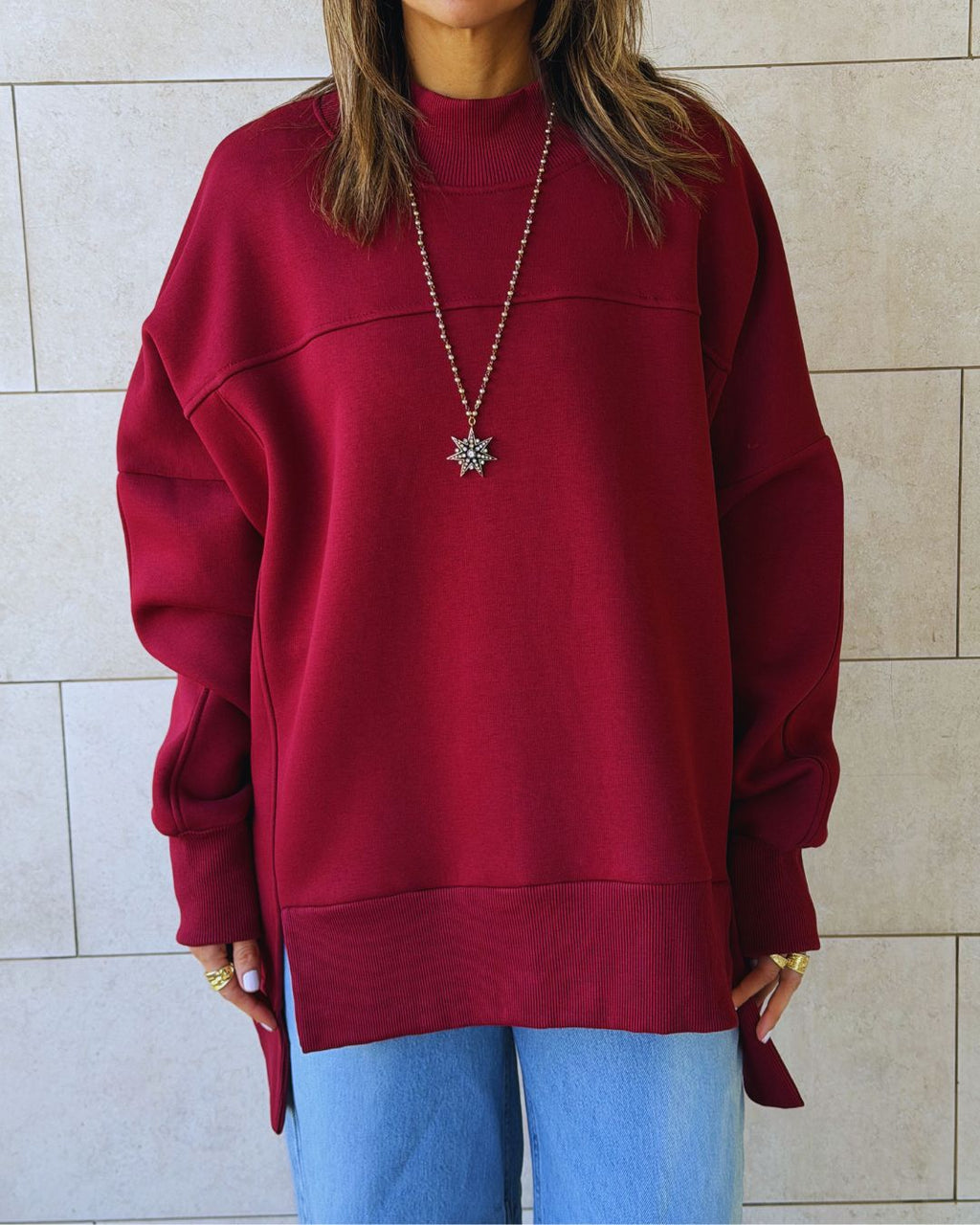 Burgundy Easy Crew Sweatshirt