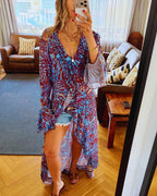 Indigo Safari Ruffle Dress