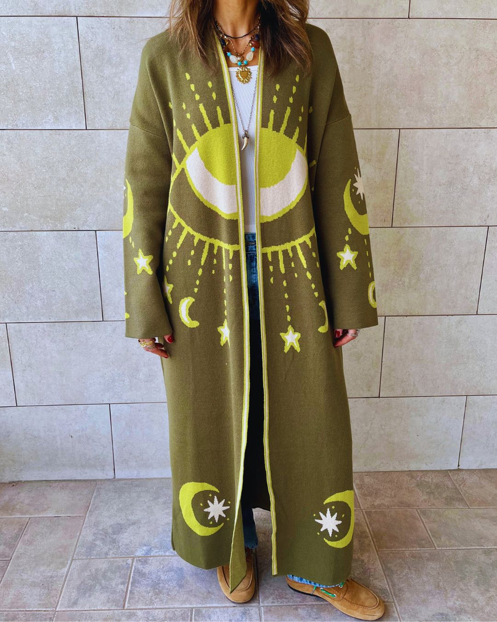 Olive Mystic Eye Cardigan