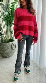 Red Chunky Striped Knit