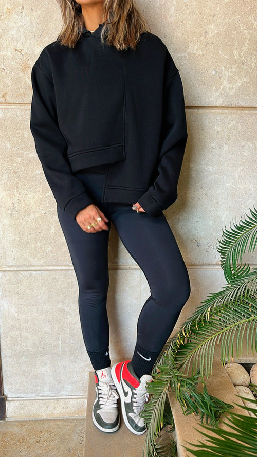 Black Call Me Asymmetric Hoodie