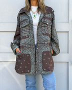 Brown Paisley Bandana Over Shirt