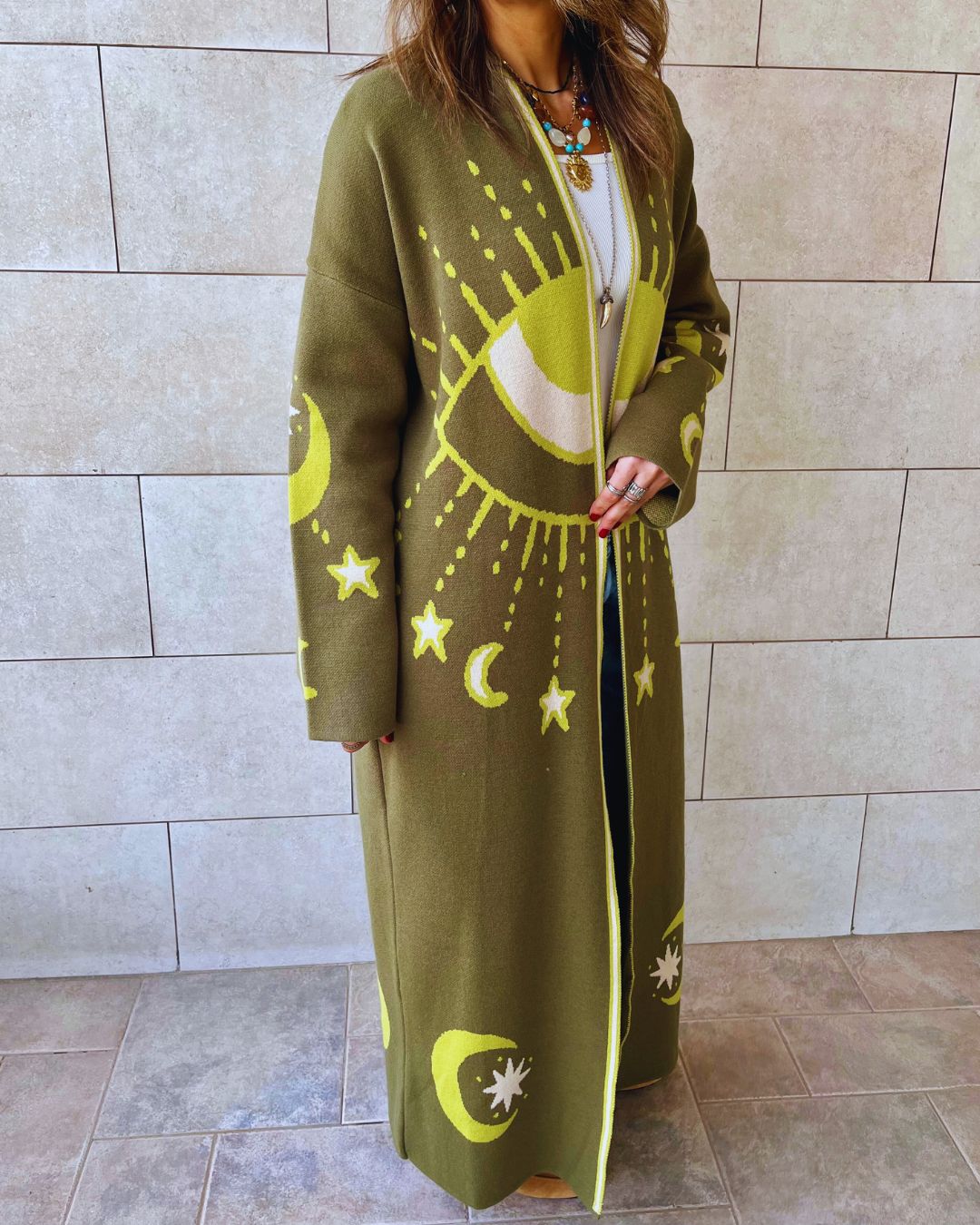 Olive Mystic Eye Cardigan