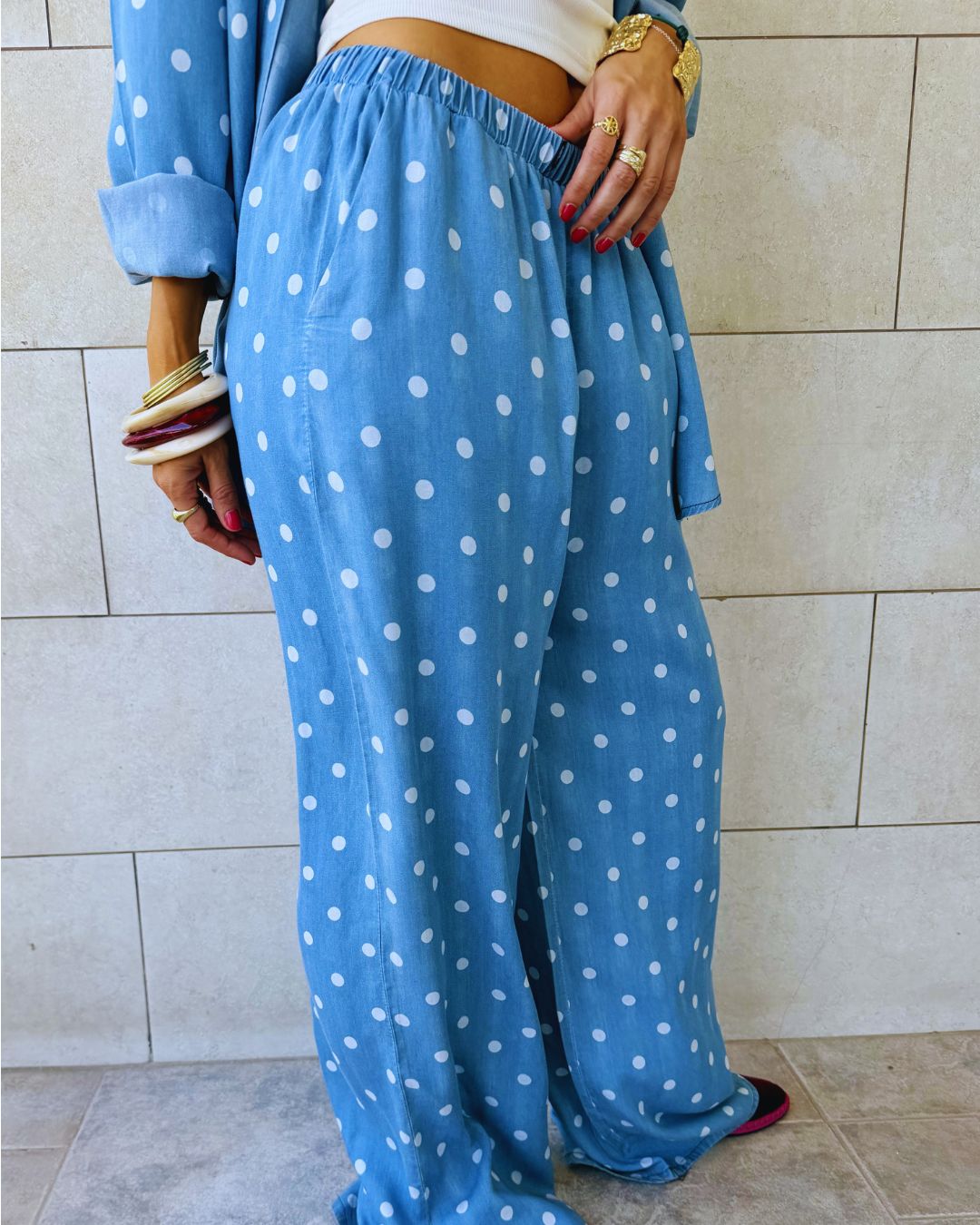 Light Blue Polka Dots Pants
