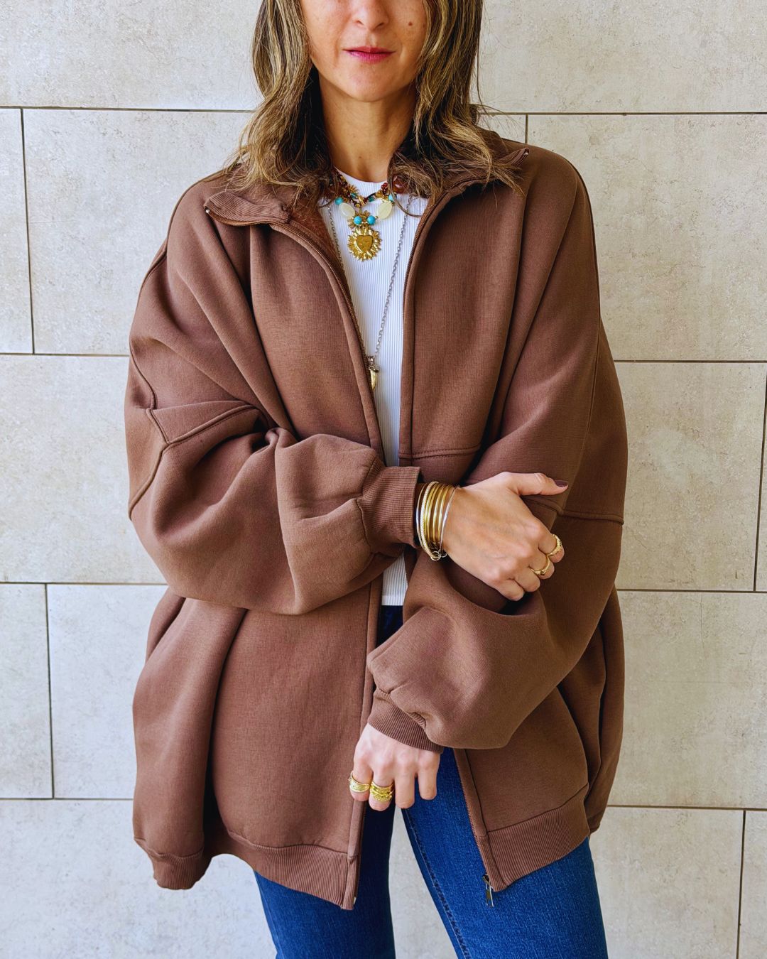 Brown Main Character Zip Up