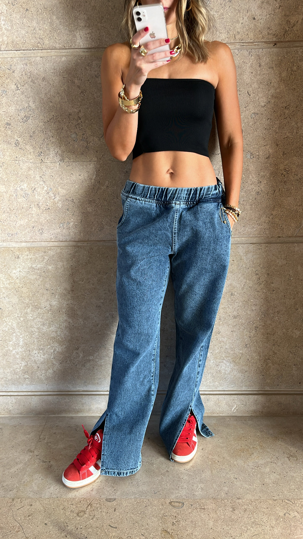 Blue Elastic Denim Jeans