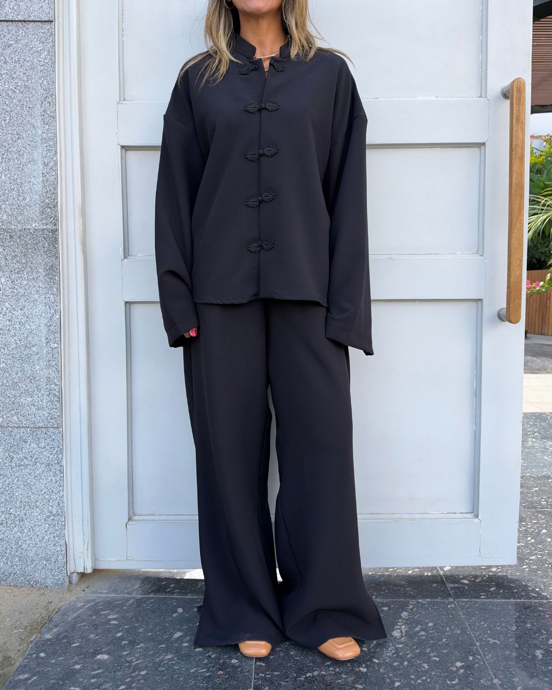 Black Go-To Elastic Pants