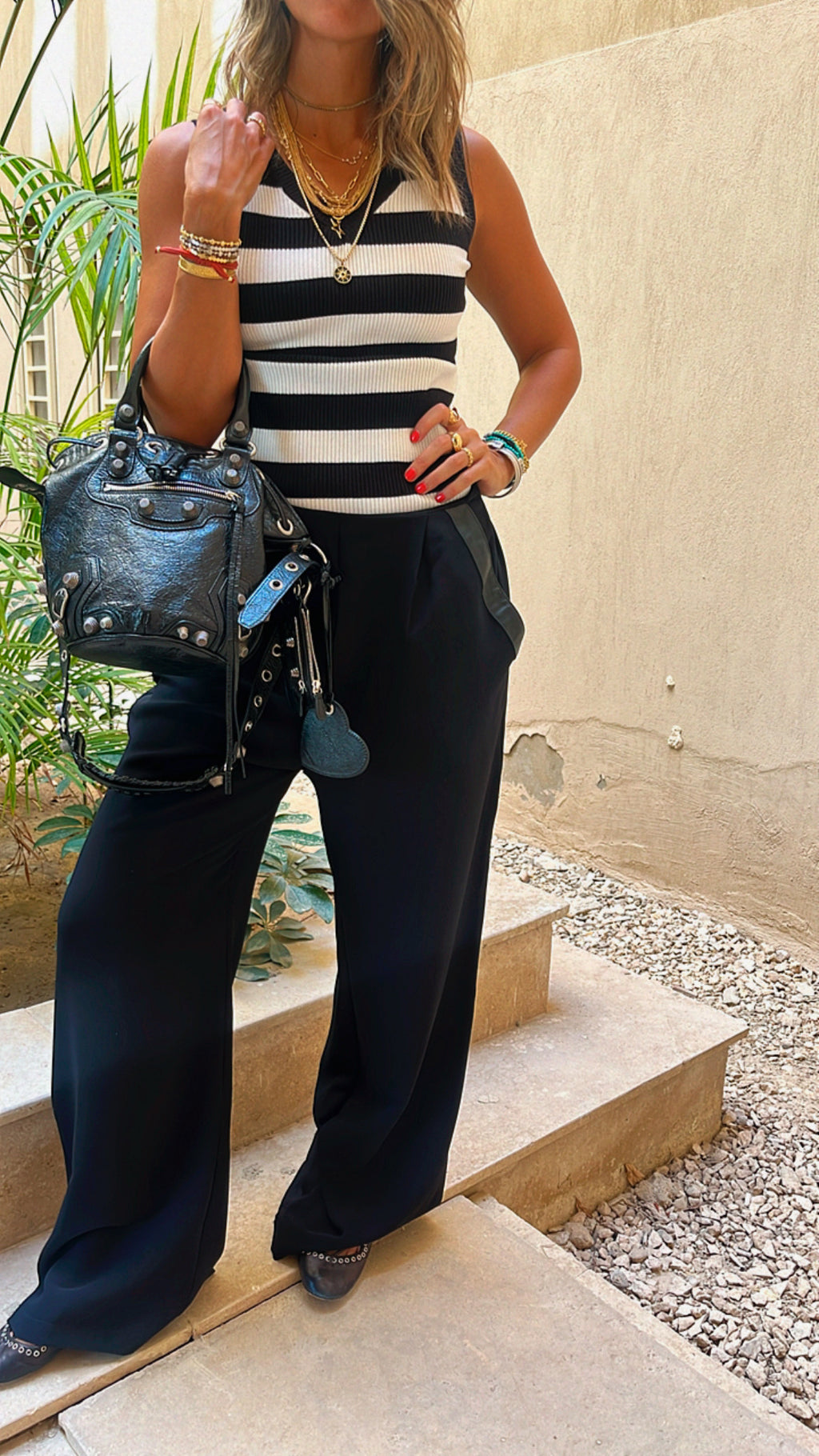 White 101 Interknit Striped Tank Top