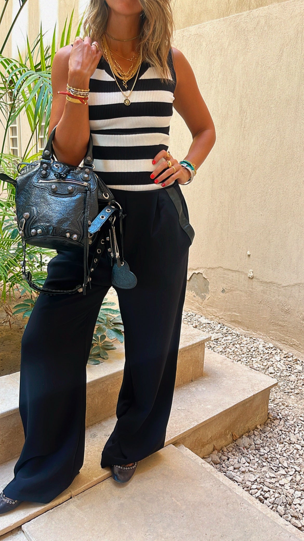 White 101 Interknit Striped Tank Top