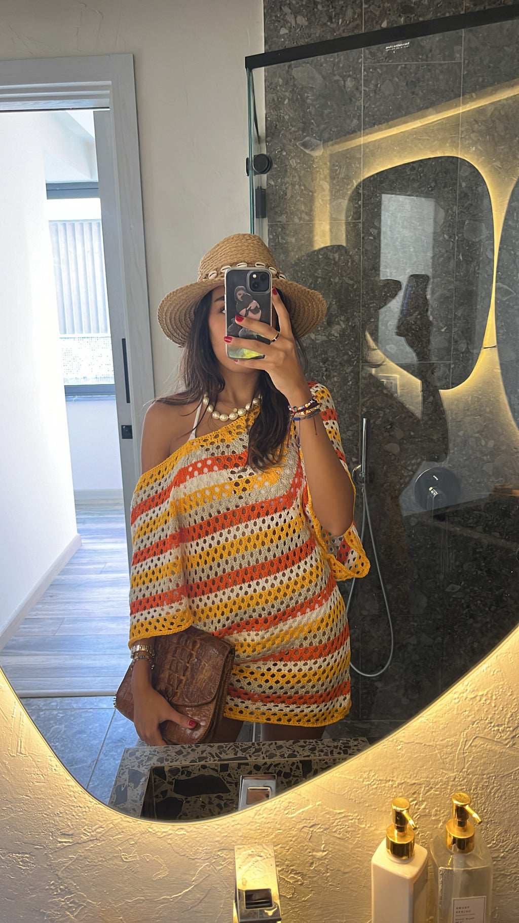 Yellow Crochet Striped Coverup
