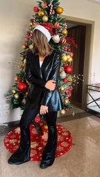 Black Metallic Flare Leggings