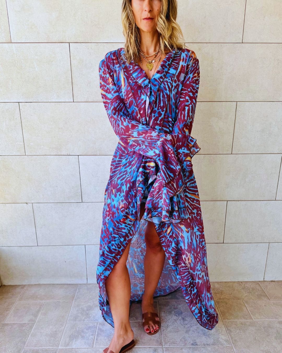 Indigo Safari Ruffle Dress