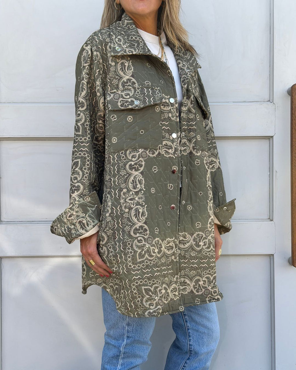 Olive Paisley Bandana Over Shirt
