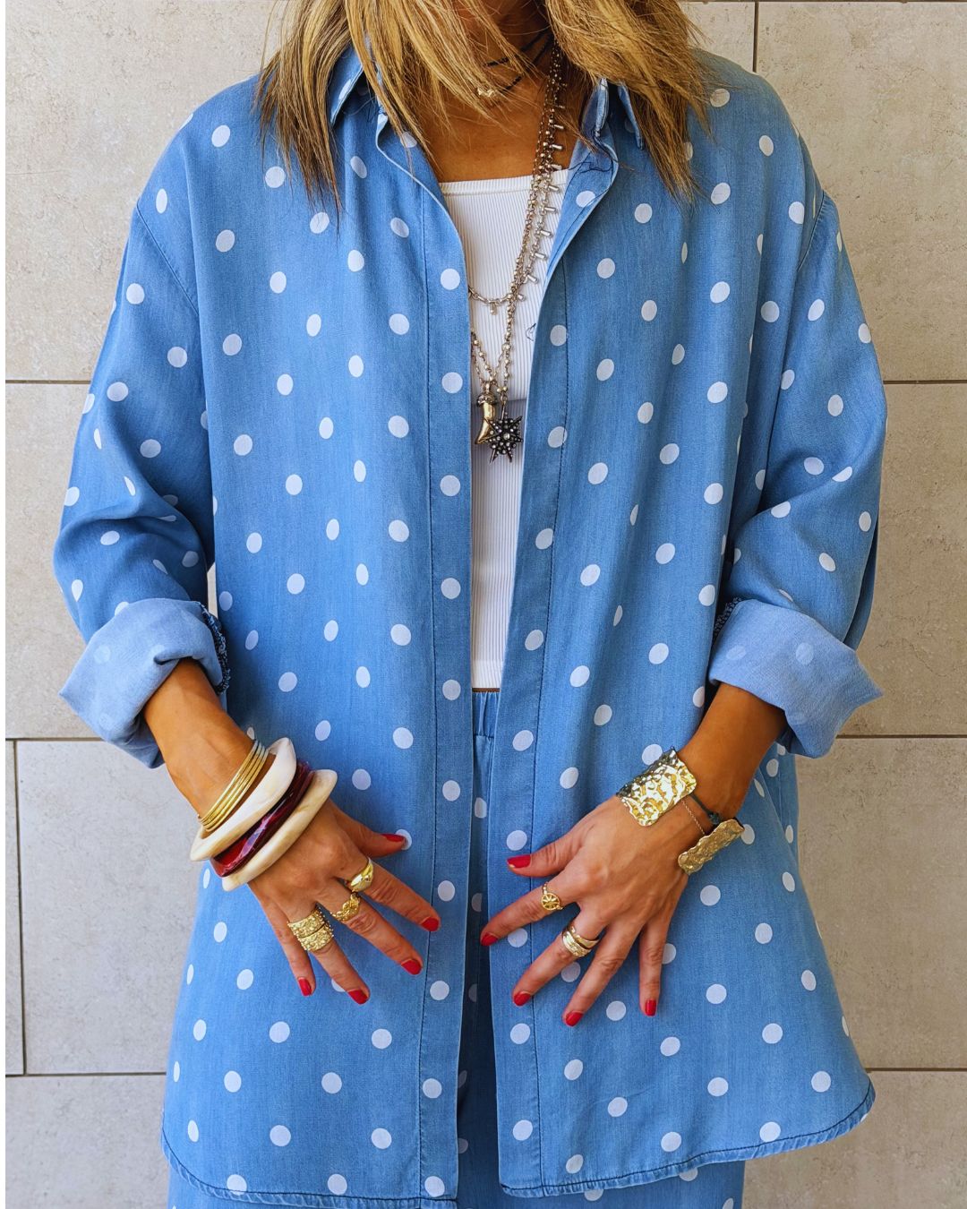 Light Blue Polka Dots Shirt