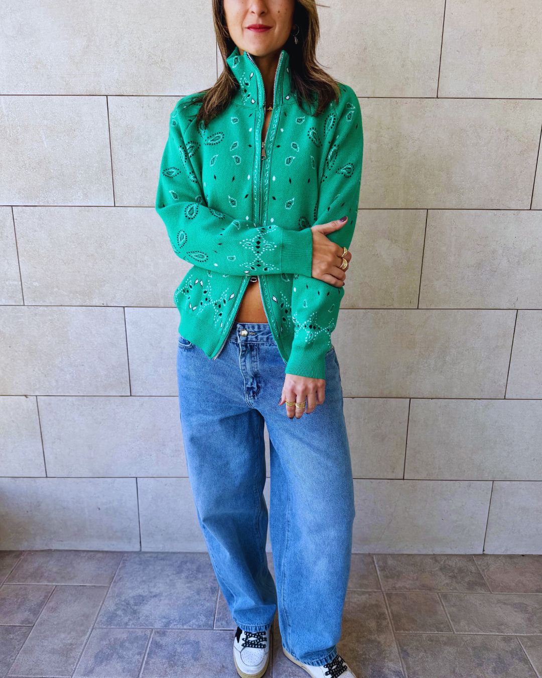 Green Bandana Double Zip Up