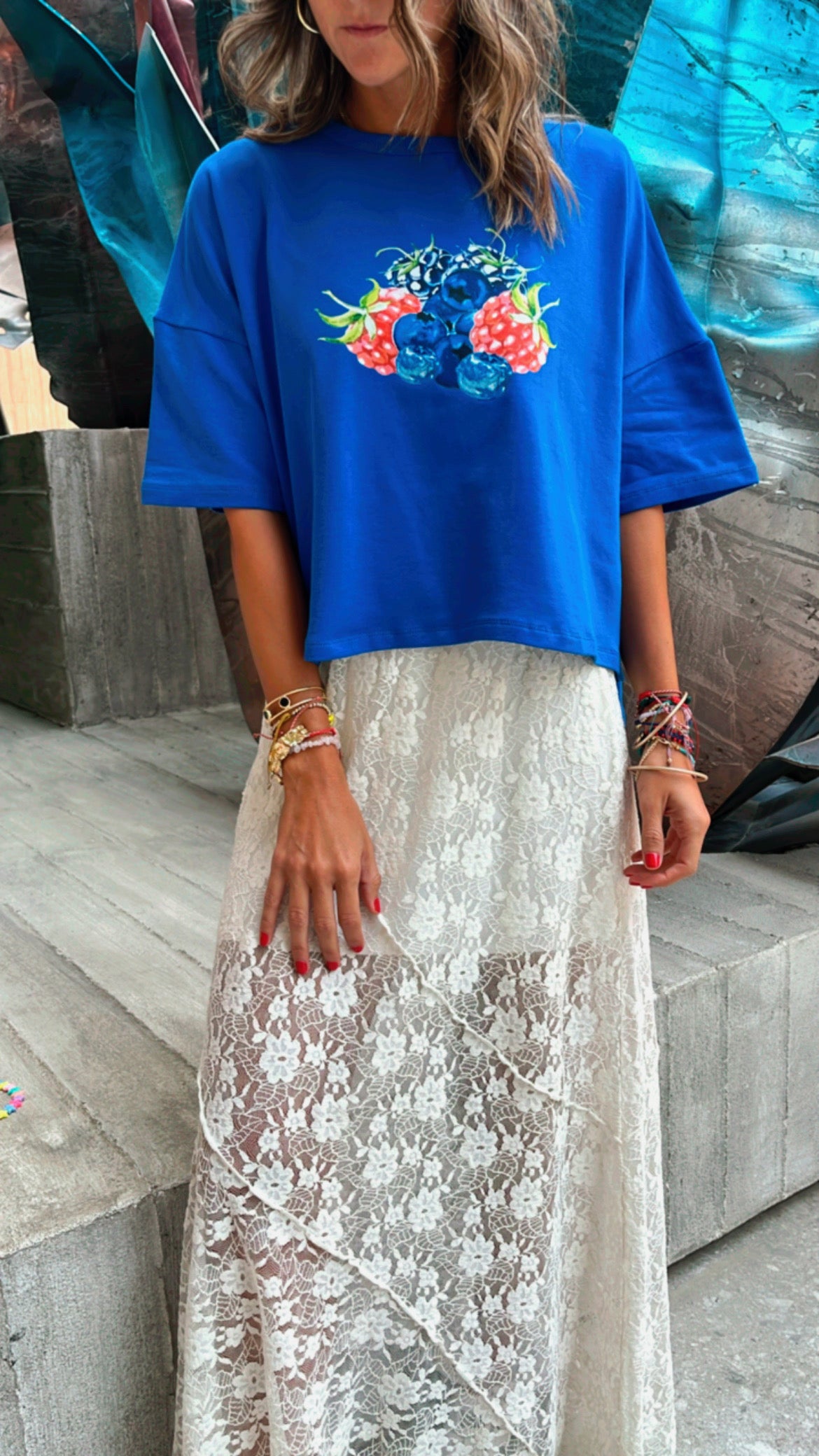 Berry Blue High Low Tee