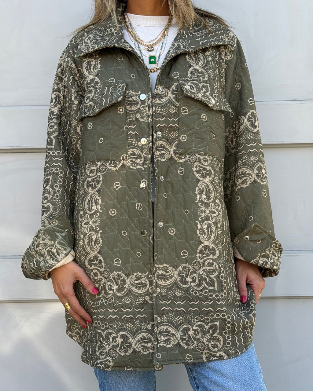 Olive Paisley Bandana Over Shirt