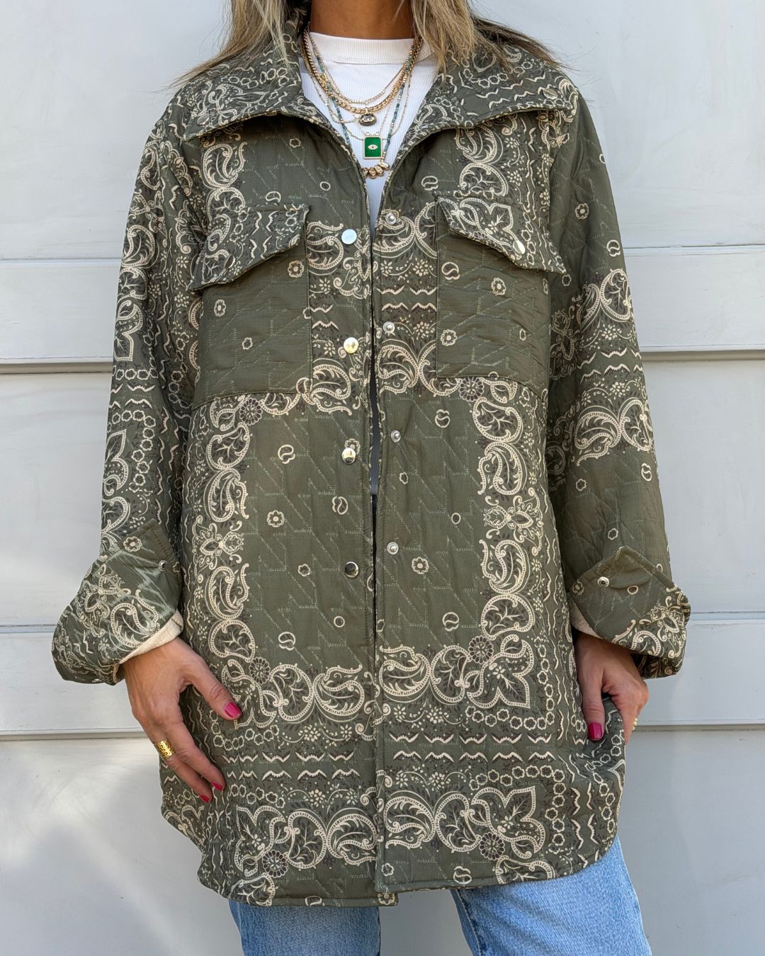 Olive Paisley Bandana Over Shirt