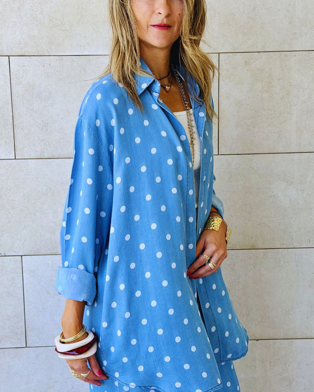 Light Blue Polka Dots Shirt