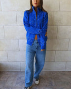 Electric Blue Bandana Double Zip Up