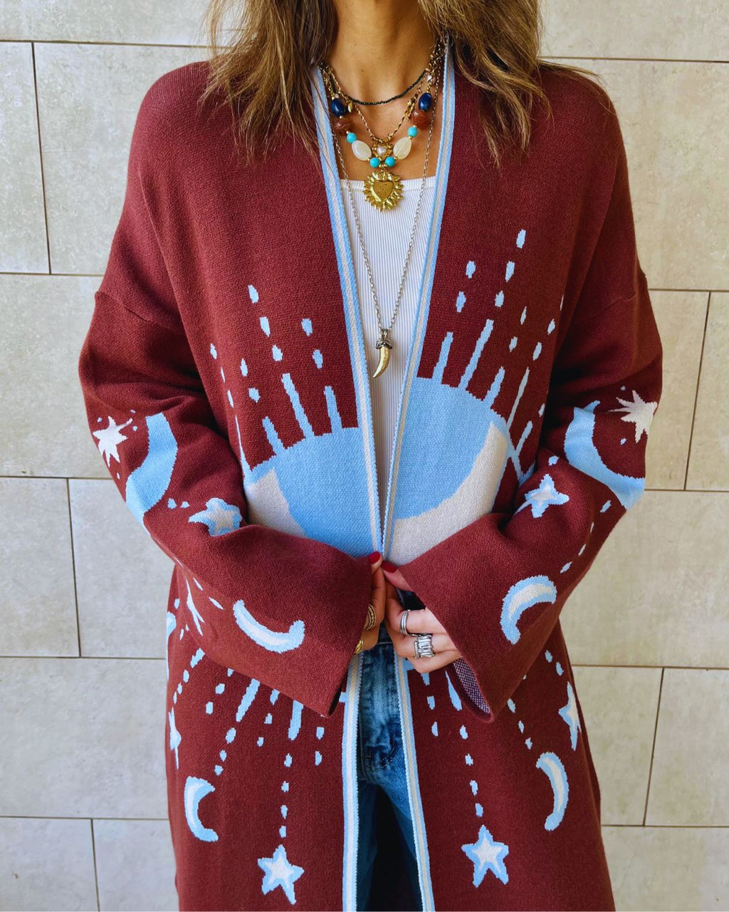 Brown Mystic Eye Cardigan