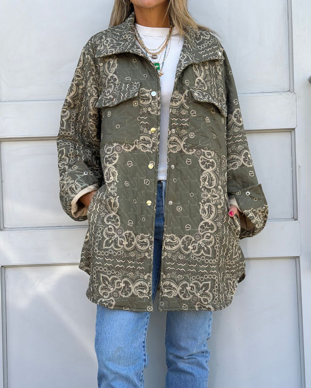Olive Paisley Bandana Over Shirt