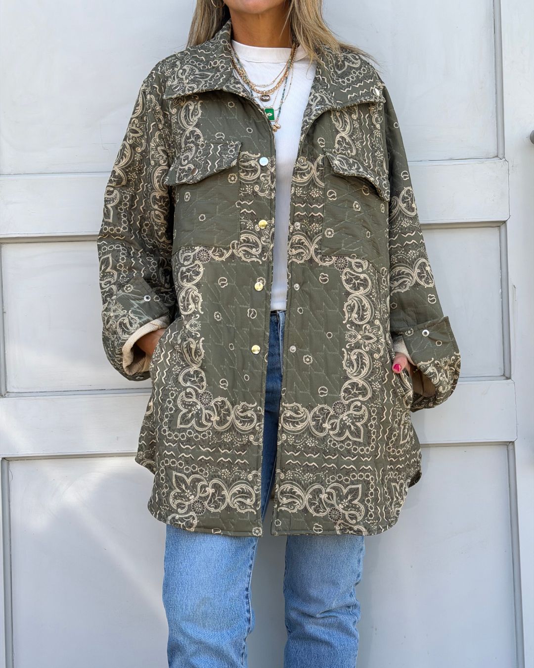 Olive Paisley Bandana Over Shirt