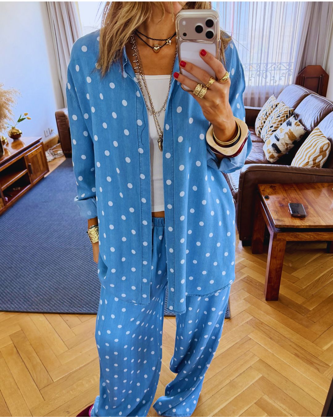 Light Blue Polka Dots Shirt