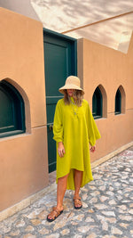 Lime Linen Breezy High low Dress