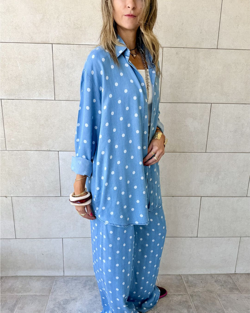 Light Blue Polka Dots Shirt