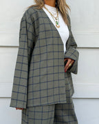 Olive Check Flannel Cardigan