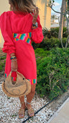 Watermelon Gum Drop Cut Out Mini Dress