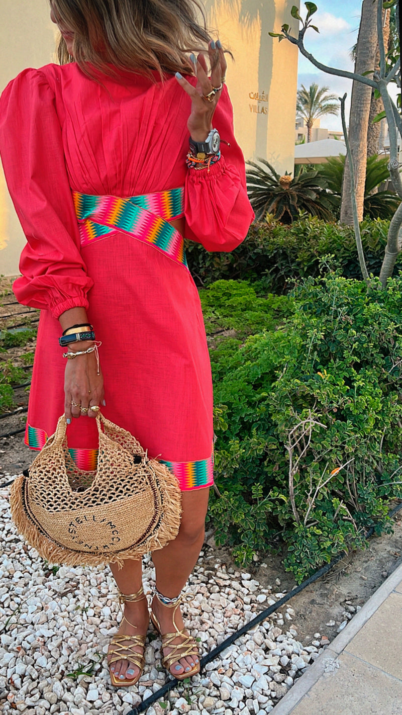 Watermelon Gum Drop Cut Out Mini Dress