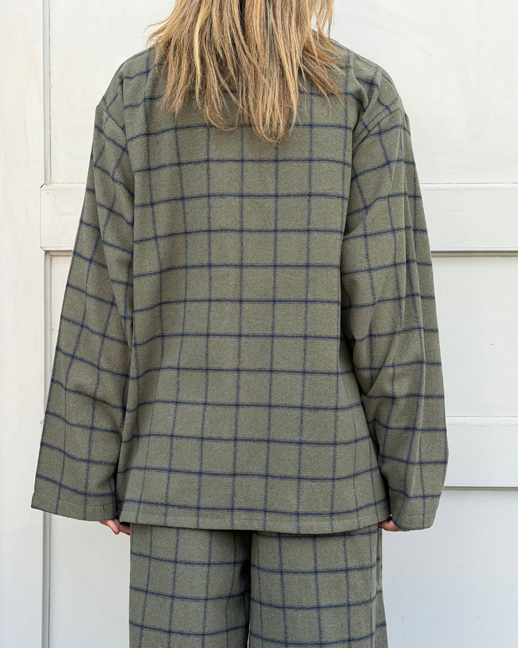 Olive Check Flannel Cardigan