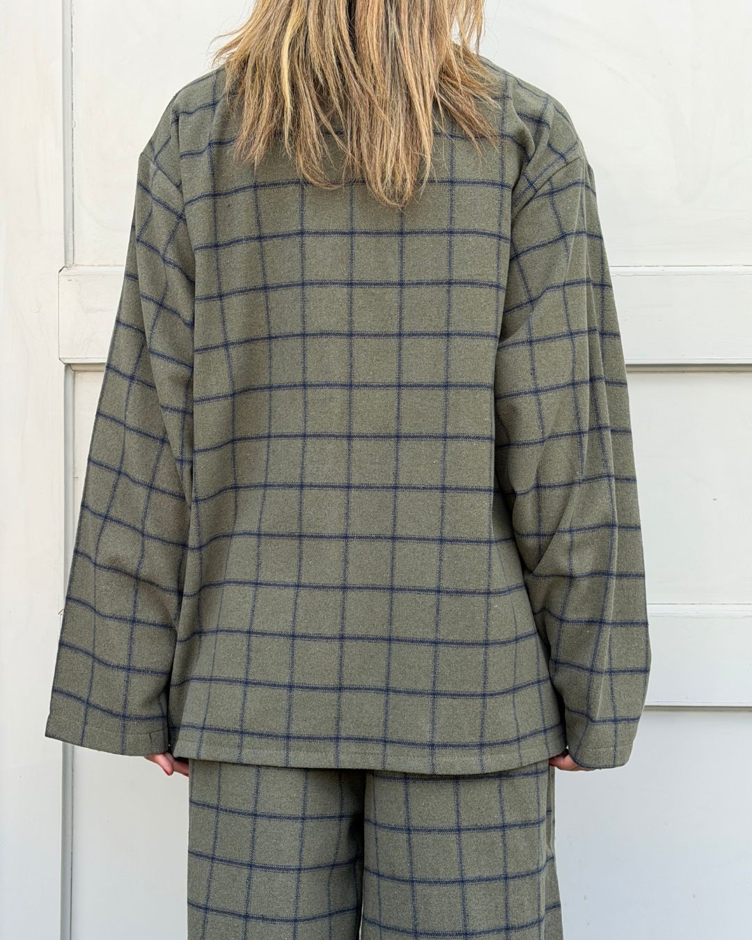 Olive Check Flannel Cardigan