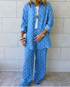Light Blue Polka Dots Shirt