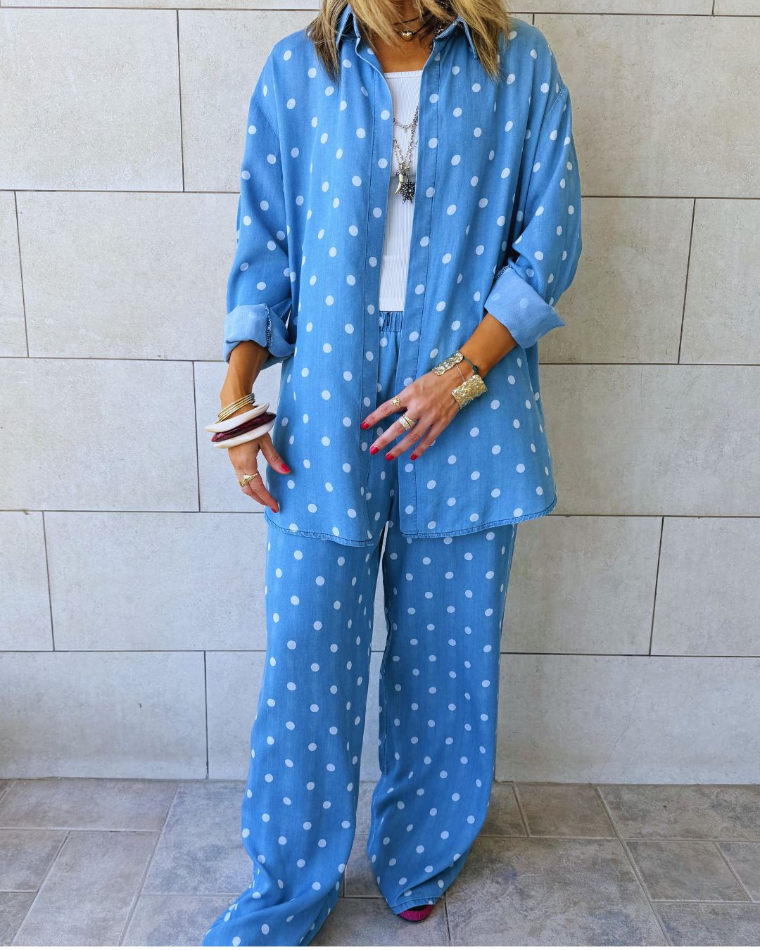 Light Blue Polka Dots Shirt