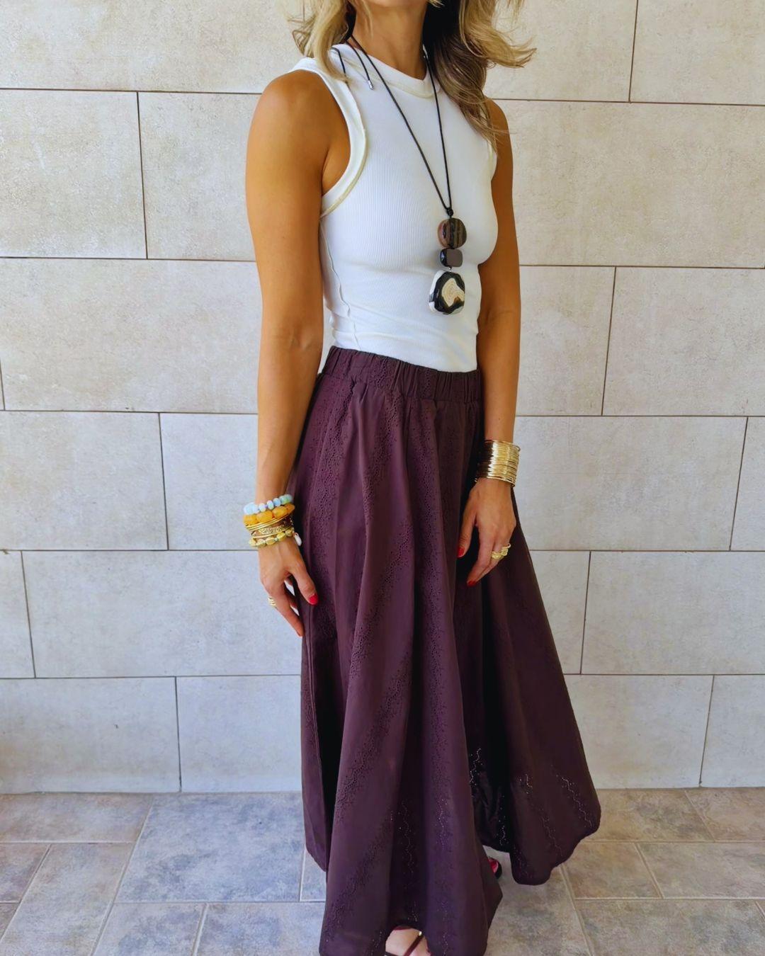 Brown Anglaise Skirt