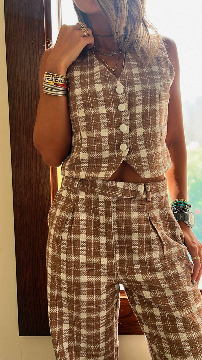 Cafe Tweed Print Vest