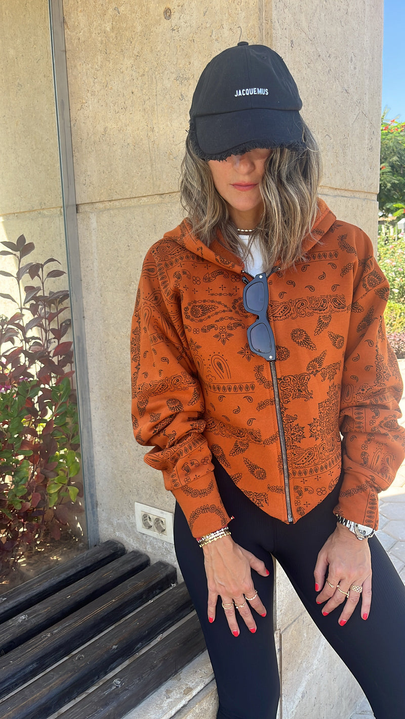 Rust V Cropped Bandana Jacket