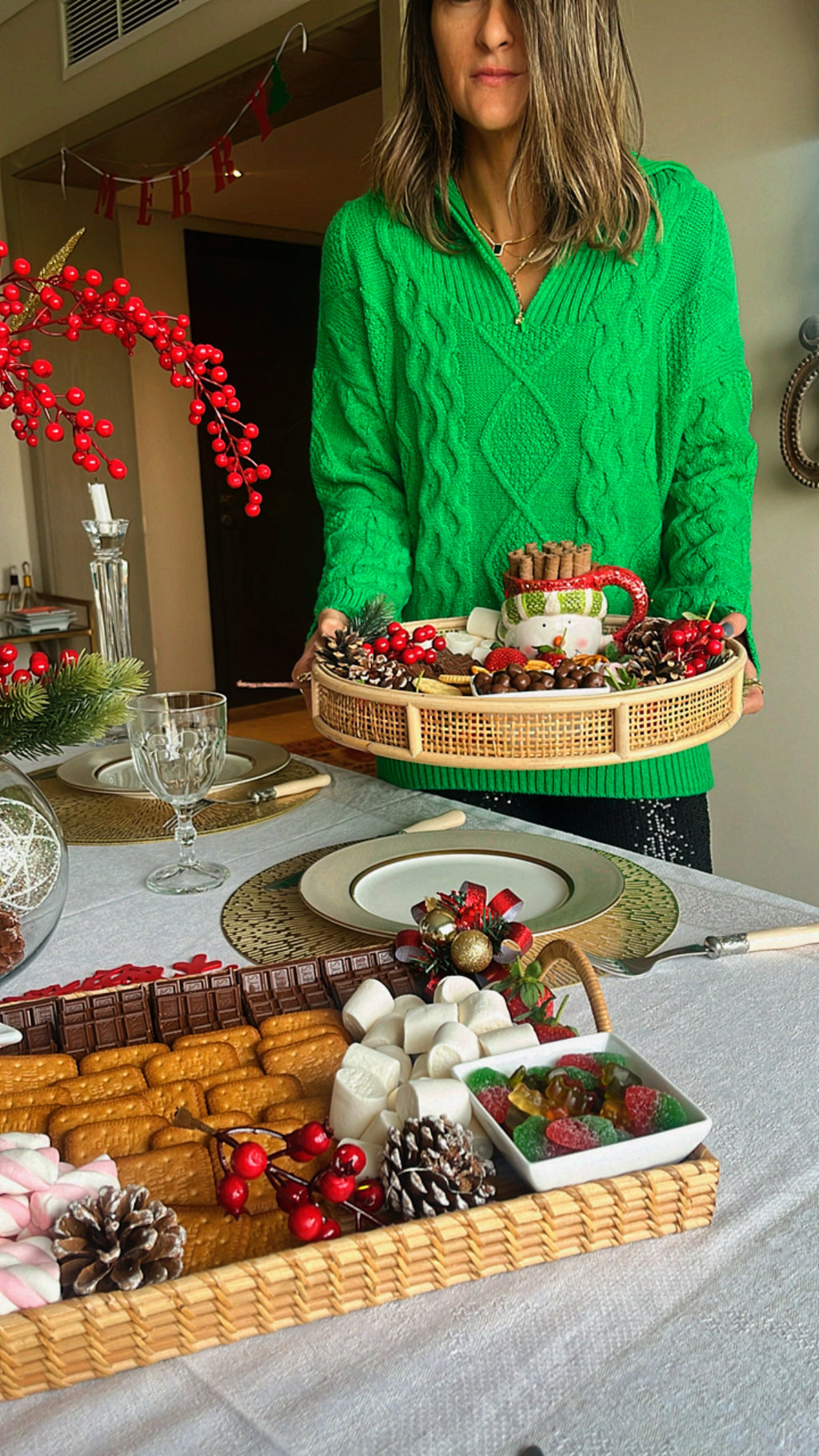 Green Braided Half Zip Up Pullover