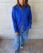 Electric Blue Bandana Double Zip Up