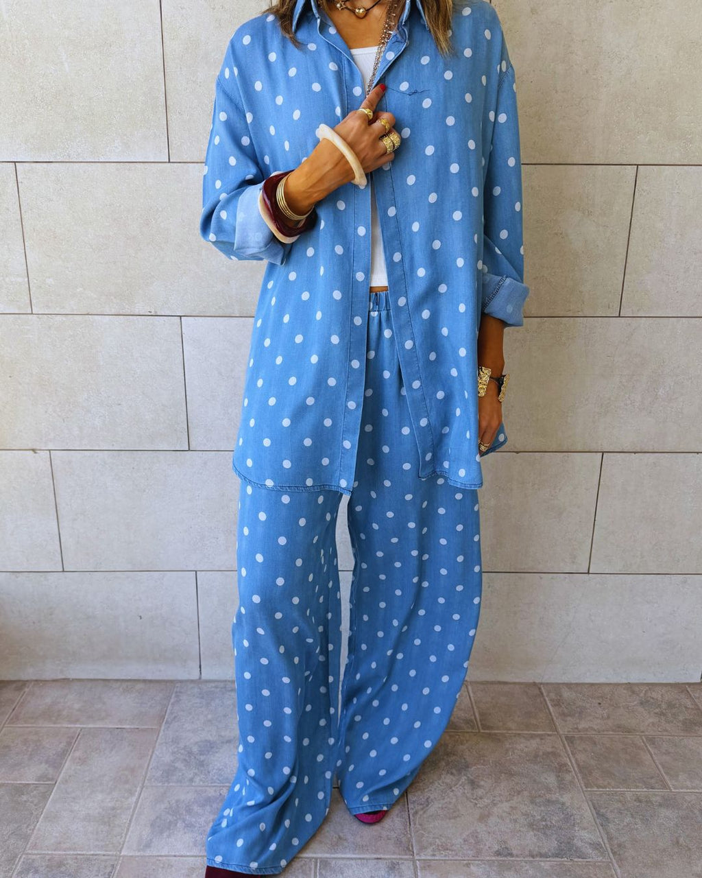 Light Blue Polka Dots Shirt