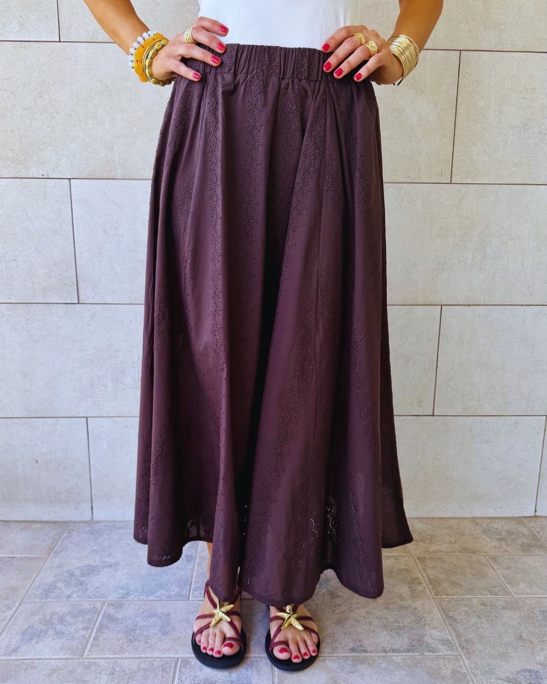 Brown Anglaise Skirt