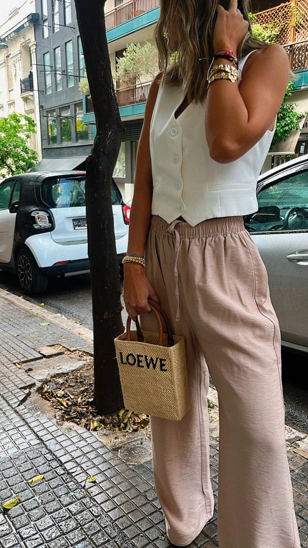 Beige Essential Linen Pants